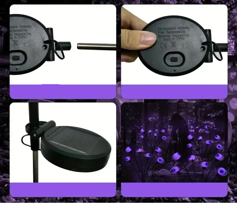 Solar-Powered Eyeball Garden Lights, 6 Stems, Waterproof Halloween Decoration, Spooky Ambient Lighting | Sansoti