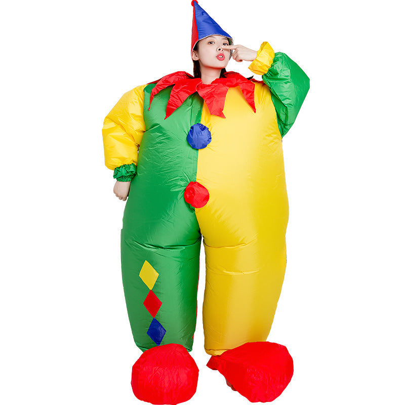 Aufblasbares Clownkostüm für Partys, Veranstaltungen und Karneval mit Ventilator, Unterhaltungskostüm | Sansoti