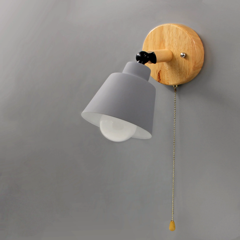 Applique murale bois métal interrupteur à tirette pivotante E27 style mid-century chambre salon | Restfield