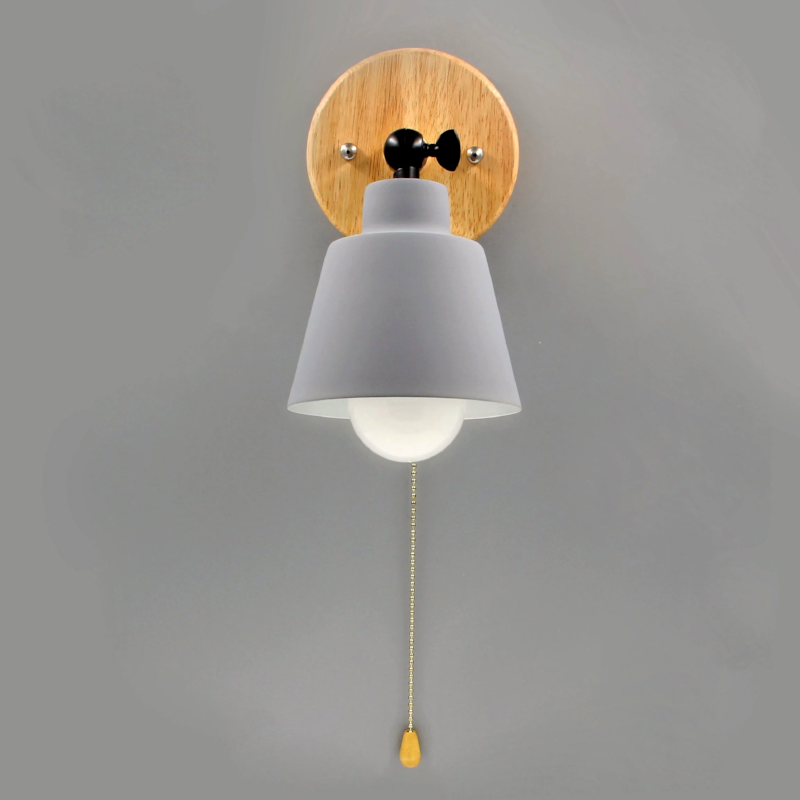 Applique murale bois métal interrupteur à tirette pivotante E27 style mid-century chambre salon | Restfield