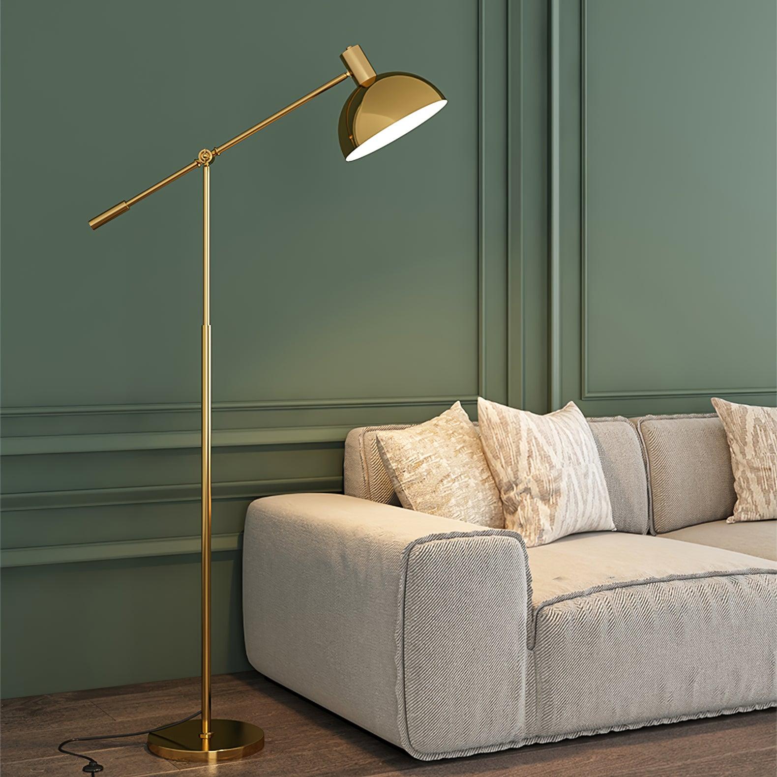 Moderne Staande Lamp met Gouden Arm 88cm | Metalen Design Vloerlamp met Verstelbare Kop | Industriële Staande Leeslamp Woonkamer Slaapkamer | Sansoti
