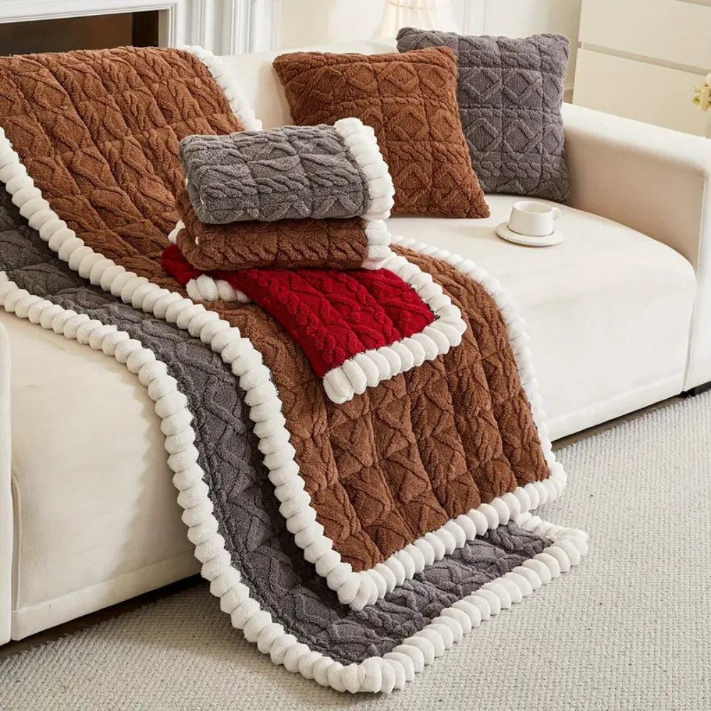 Sherpa Bankbeschermhoes – Gequilt Microfiber Bankovertrek met Anti-Slip voor 1-Zits 2-Zits 3-Zits 4-Zits Banken – Bescherming tegen Vlekken Stof Slijtage | Sansoti
