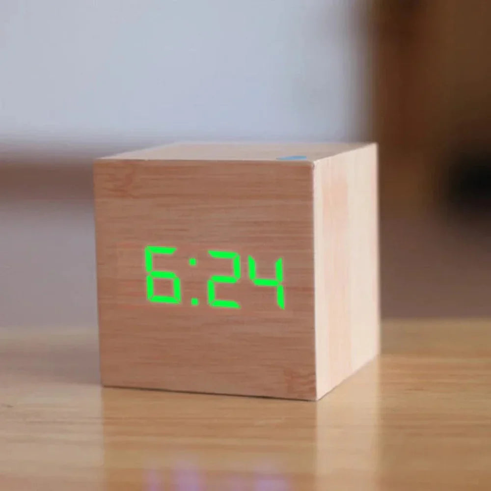 Compacte LED-Wekker Kubusvorm met Temperatuurweergave Nachtmodus en Alarmfunctie voor Slaapkamer Bureau | Sansoti
