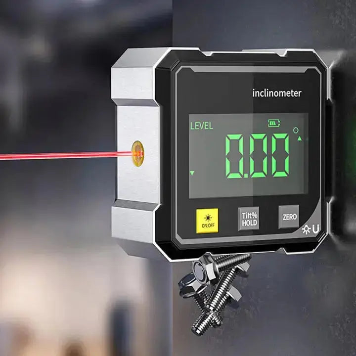 Digitale Hoekmeter Laser Magneetvoet USB Oplaadbaar Aluminium 6x6x3cm Waterpas Nivelleren Loodrecht Meten Schilderijen Schappen Hoek Meting | Sansoti