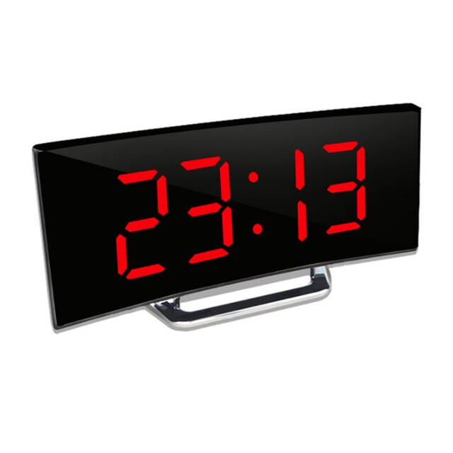 Digitale LED Spiegelwekker met Gebogen Display en Automatische Dimfunctie | CurveClock | Moderne Wekker met Dag- en Nachtmodus voor Slaapkamer en Kantoor | Sansoti