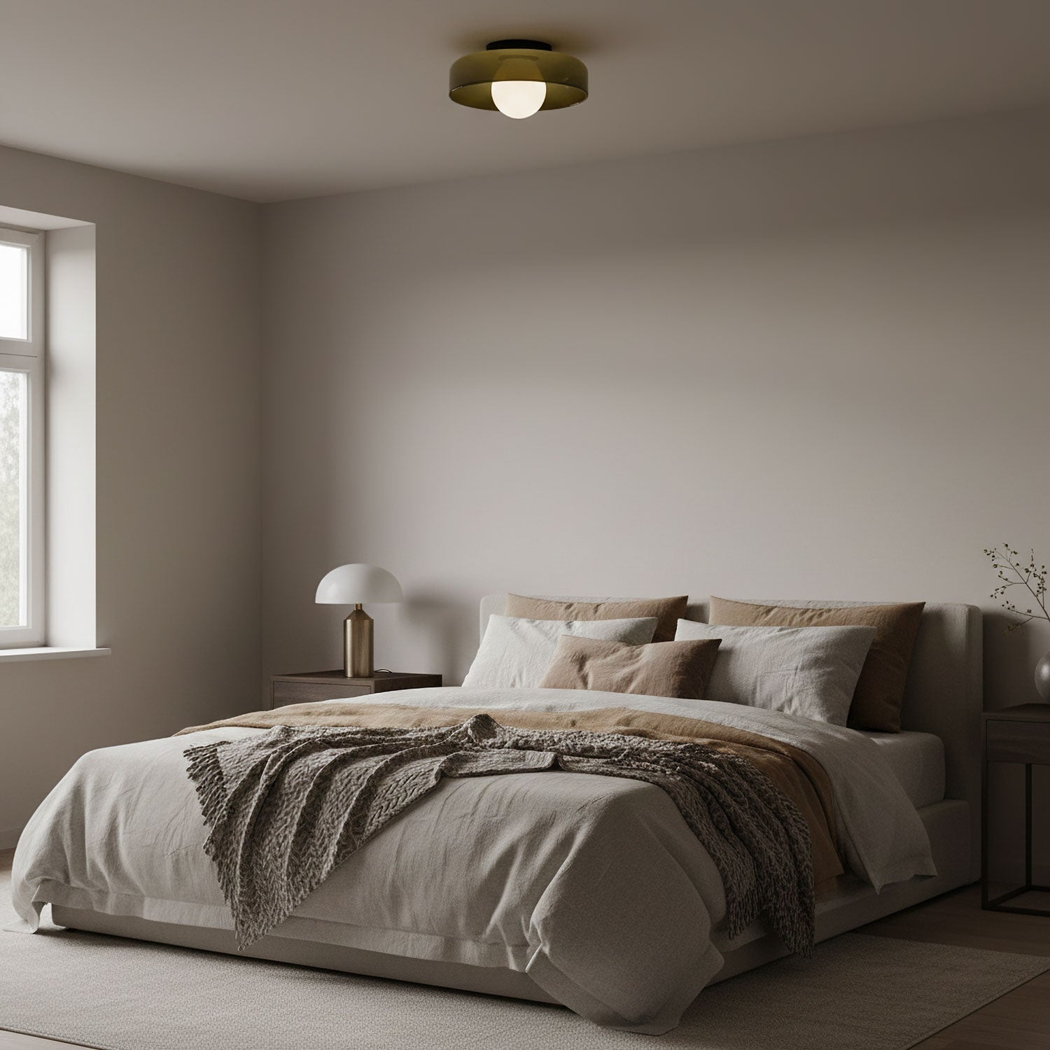 Disc Orb Plafondlamp – Moderne Glazen Lampenkap Rond Scandinavisch Design Messing Basis 3 Lichtpunten Warm Licht Woonkamer Slaapkamer Eetkamer | Sansoti
