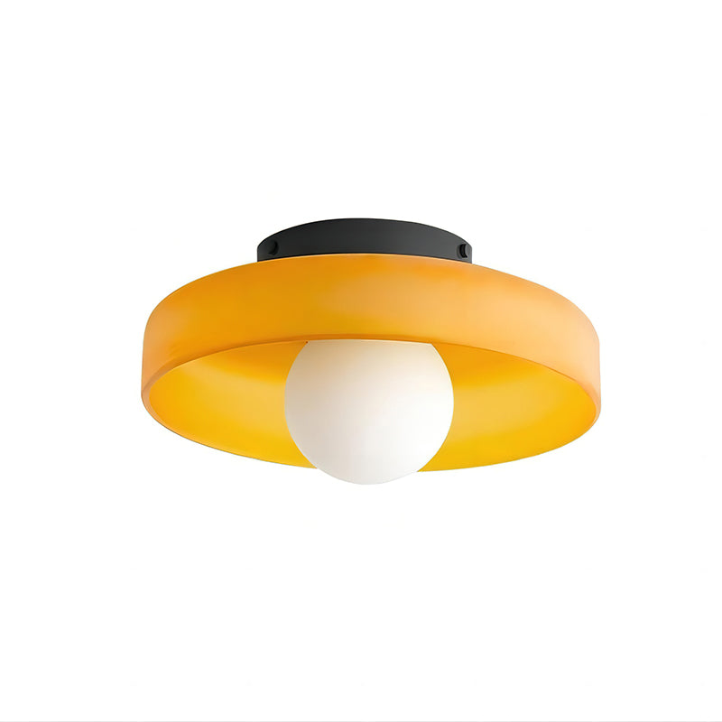 Disc Orb Plafondlamp – Moderne Glazen Lampenkap Rond Scandinavisch Design Messing Basis 3 Lichtpunten Warm Licht Woonkamer Slaapkamer Eetkamer | Sansoti