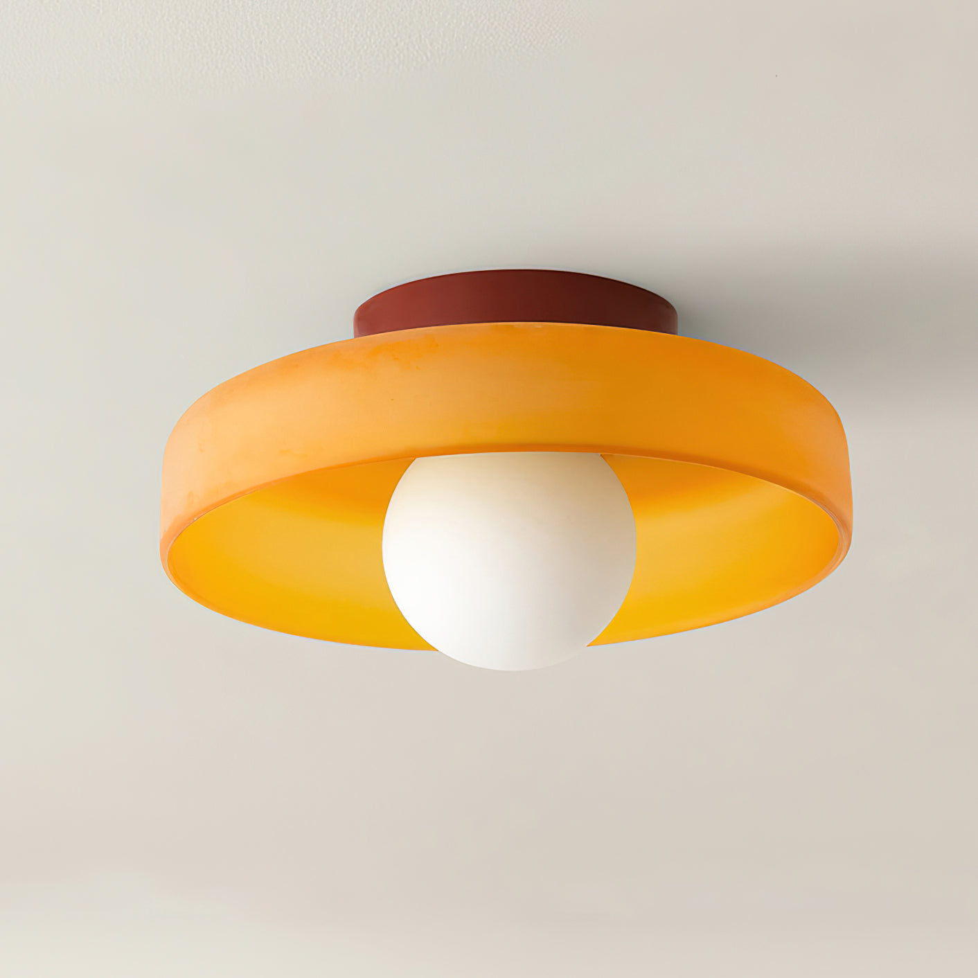 Disc Orb Plafondlamp – Moderne Glazen Lampenkap Rond Scandinavisch Design Messing Basis 3 Lichtpunten Warm Licht Woonkamer Slaapkamer Eetkamer | Sansoti