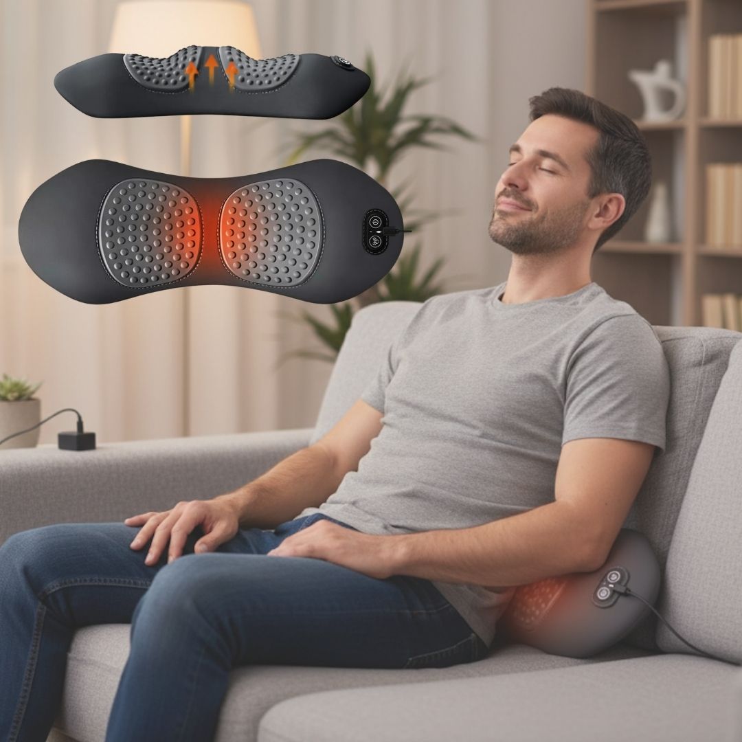 Rugmassageapparaat met Warmte en Vibratie voor Onderrug Lumbale Therapie Thuis Ischias Ontspanning Pijnverlichting | Sansoti