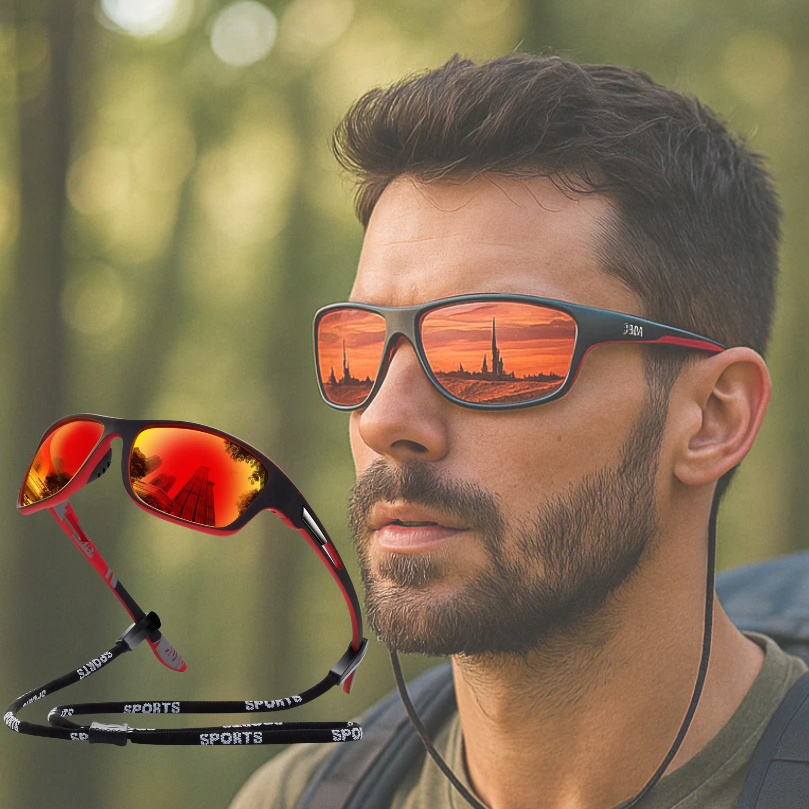 Sporty Polarized Sunglasses – UV400 Protection – Wrap-Around Design for Cycling, Running & Outdoor Activities | Lightweight Anti-Reflective Glasses | Sansoti