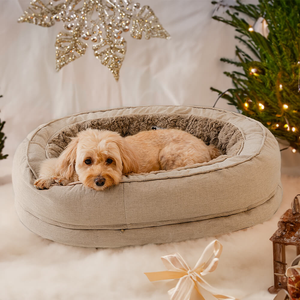 Orthopedisch Hondenmand Donut Rond met Hoge Rand en Antislip Onderkant voor Kleine Middelgrote Grote Honden | Sansoti