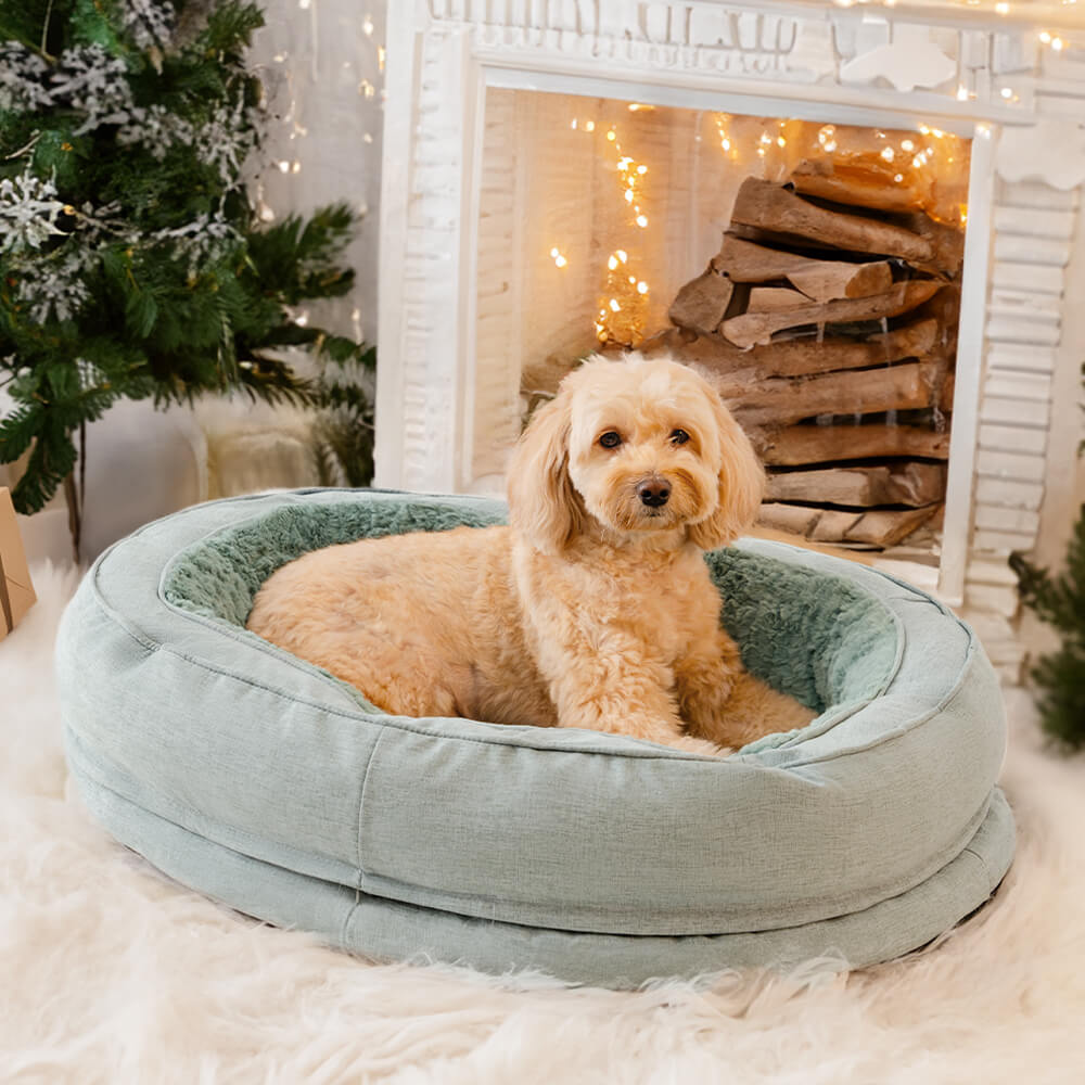 Orthopedisch Hondenmand Donut Rond met Hoge Rand en Antislip Onderkant voor Kleine Middelgrote Grote Honden | Sansoti