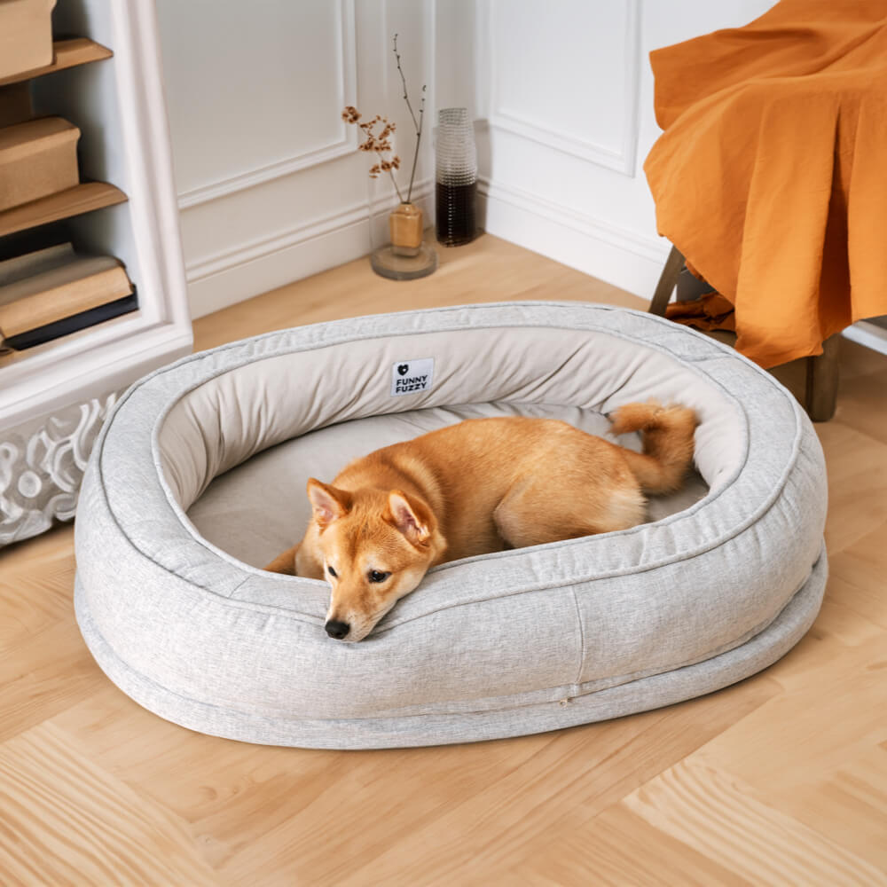 Orthopedisch Hondenmand Donut Rond met Hoge Rand en Antislip Onderkant voor Kleine Middelgrote Grote Honden | Sansoti