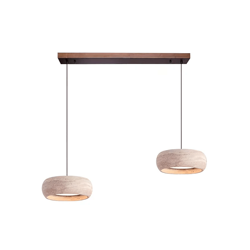 Travertin-Pendelleuchte in Donut-Form mit integrierter LED, warmweiß, dimmbar, Naturstein-Design, stimmungsvolle Beleuchtung | Sansoti