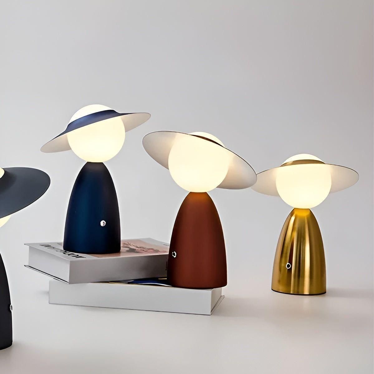 Kabellose Tischlampe LED Akku Touch Metall Blau Rot Schlafzimmer Schreibtisch Nachtlicht Deko Wiederaufladbar | Restfield