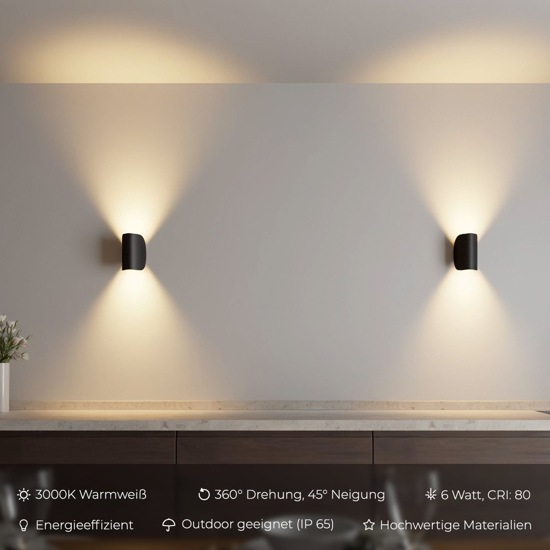 Draaibare LED-wandlamp voor Binnen & Buiten – Verstelbaar Zwart & Wit | Sansoti