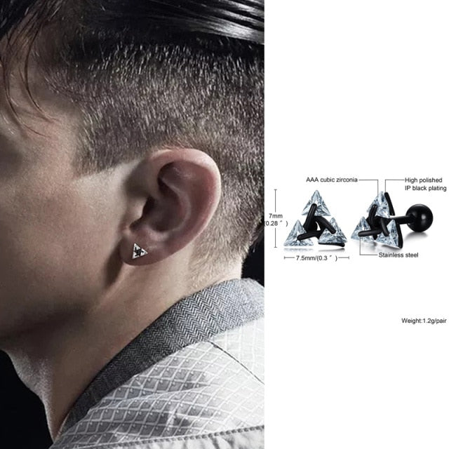 Minimalistische Driehoek Oorbellen Sterling Zilver Stud Geometrisch Design Unisex Oorstekers Moderne Sieraden | Sansoti