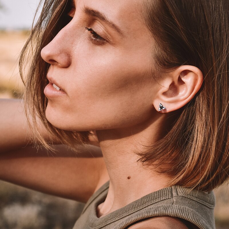 Minimalistische Driehoek Oorbellen Sterling Zilver Stud Geometrisch Design Unisex Oorstekers Moderne Sieraden | Sansoti