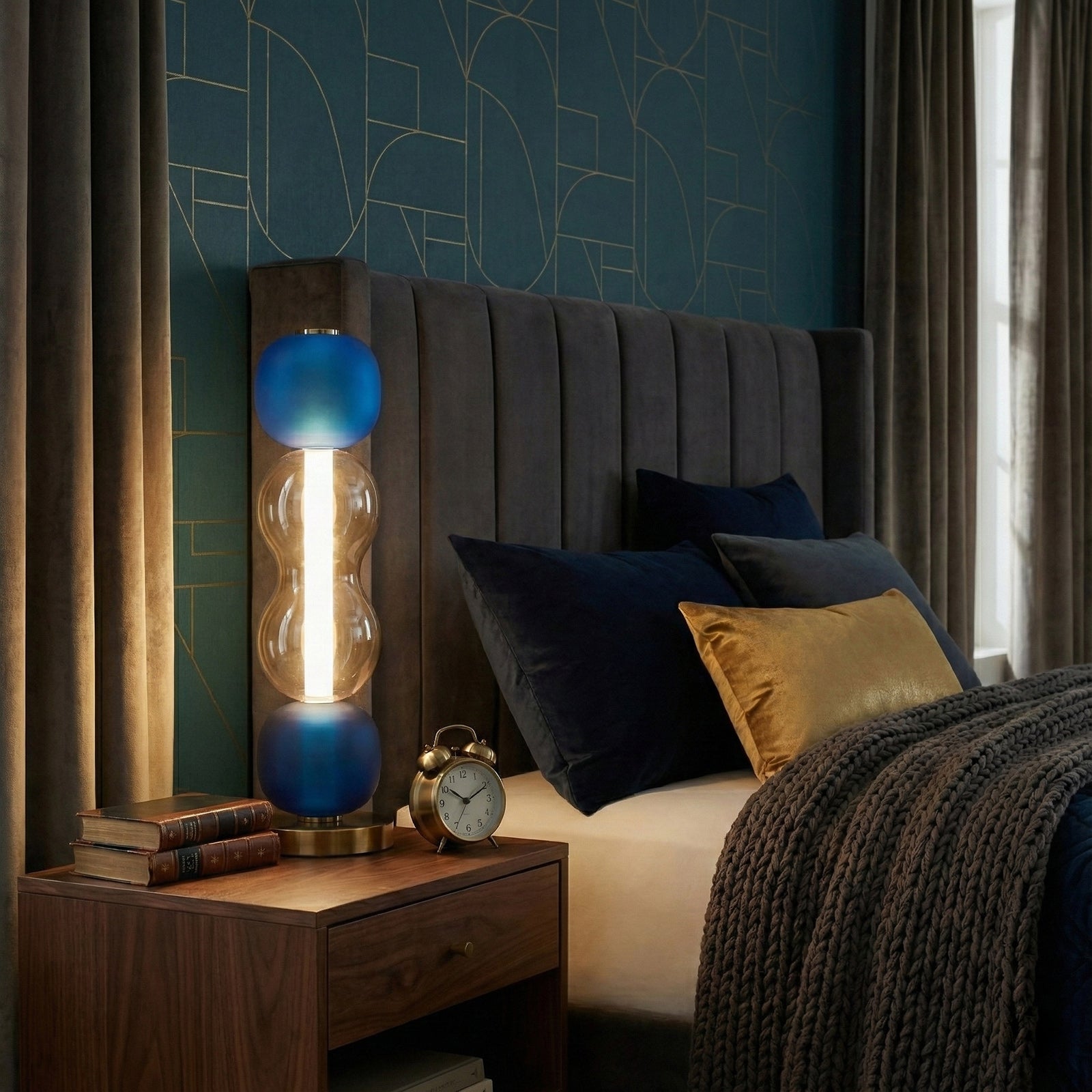 Glazen Tafellamp met Gouden Voet – Modern Design met Gekleurde Kappen – 15-53 cm | Sansoti