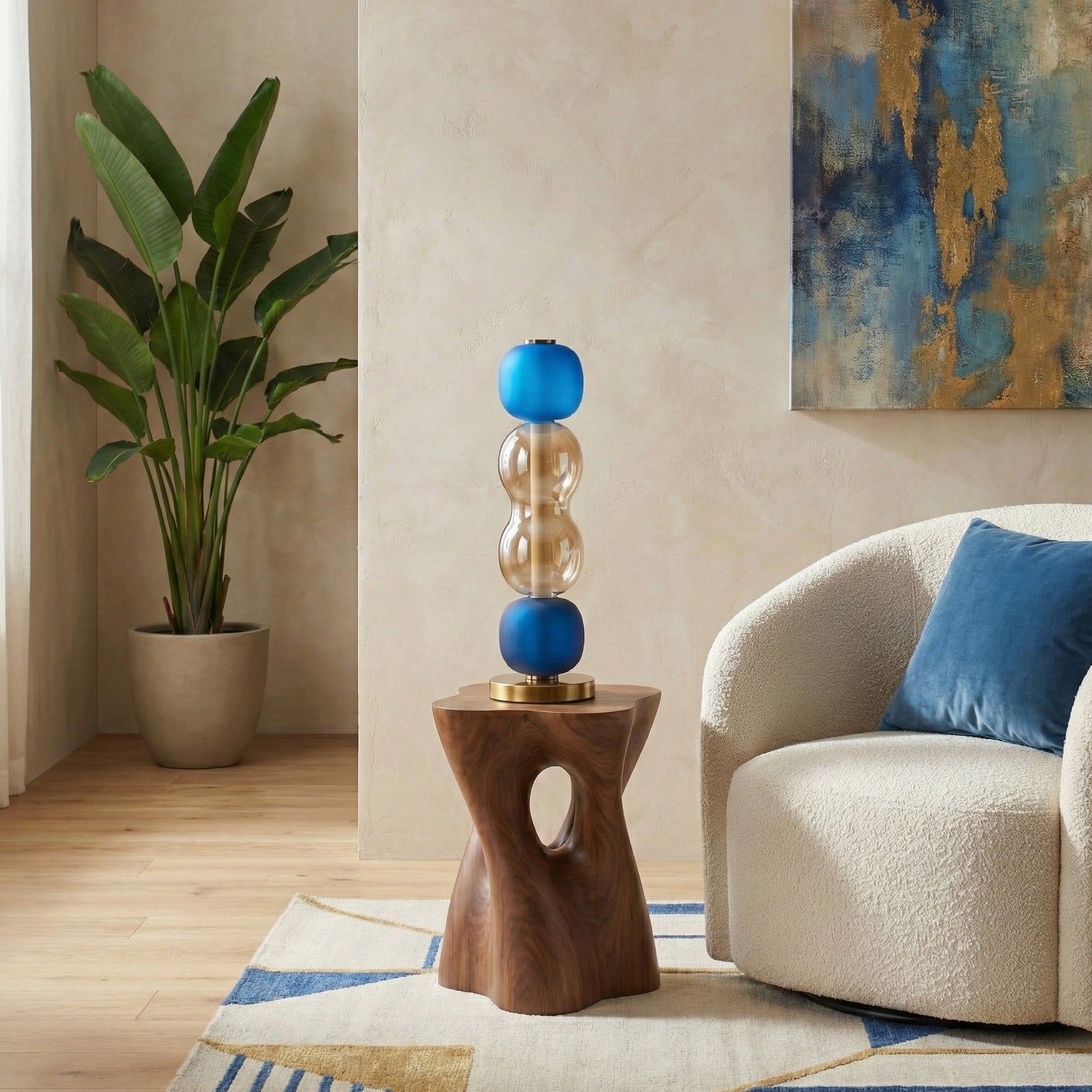 Glazen Tafellamp met Gouden Voet – Modern Design met Gekleurde Kappen – 15-53 cm | Sansoti