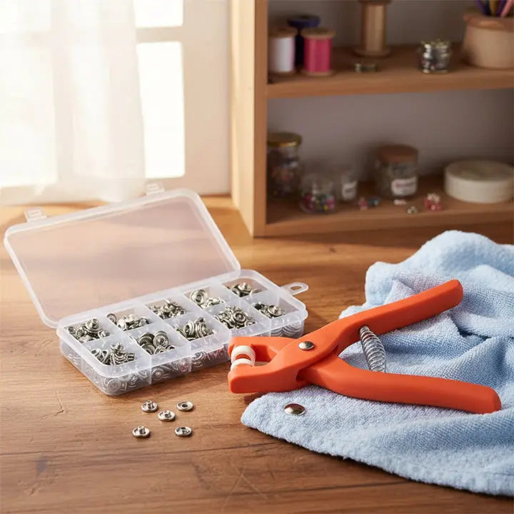 Drukknopentang Set met Opbergbox Zilver of Meerkleurig Compleet Gereedschap voor Textielreparatie Hobbynaaiprojecten Kledingaccessoires en DIY Creatieve Werkzaamheden Eenvoudig in Gebruik | Sansoti