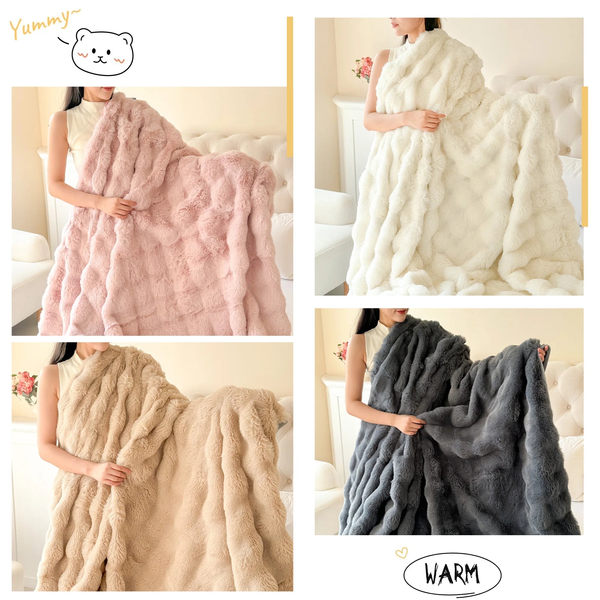 Restfield - Doppellagige Fleece-Decke aus Kunstkaninchenfell – Ultimativ Weich & Warm Komfort