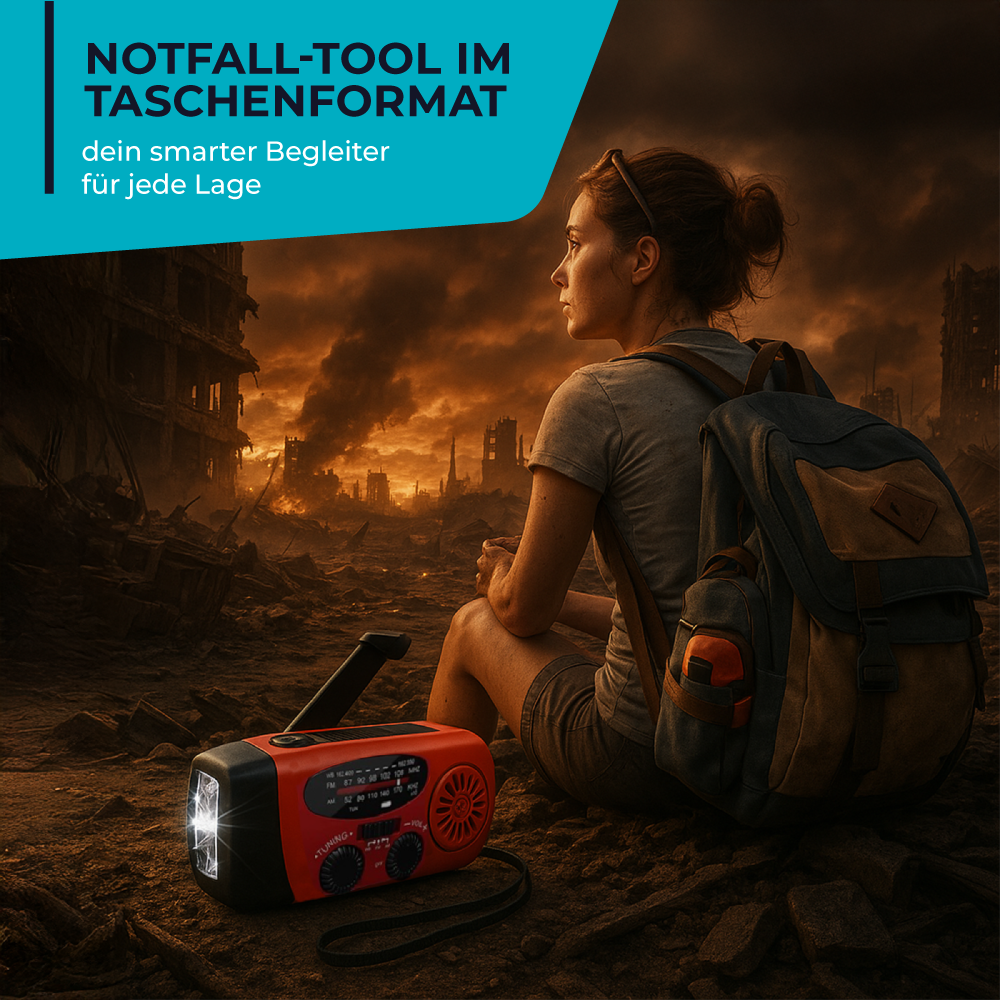 Noodradio met Handkurbel en Zonnepaneel voor Stroomuitval | Sansoti