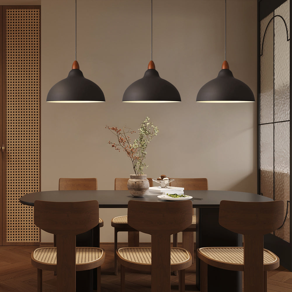 Skandinavische Hängeleuchte Holz Metall Beige Esszimmer Küche Beleuchtung modern minimalistisch Design E27 LED verstellbar | Restfield