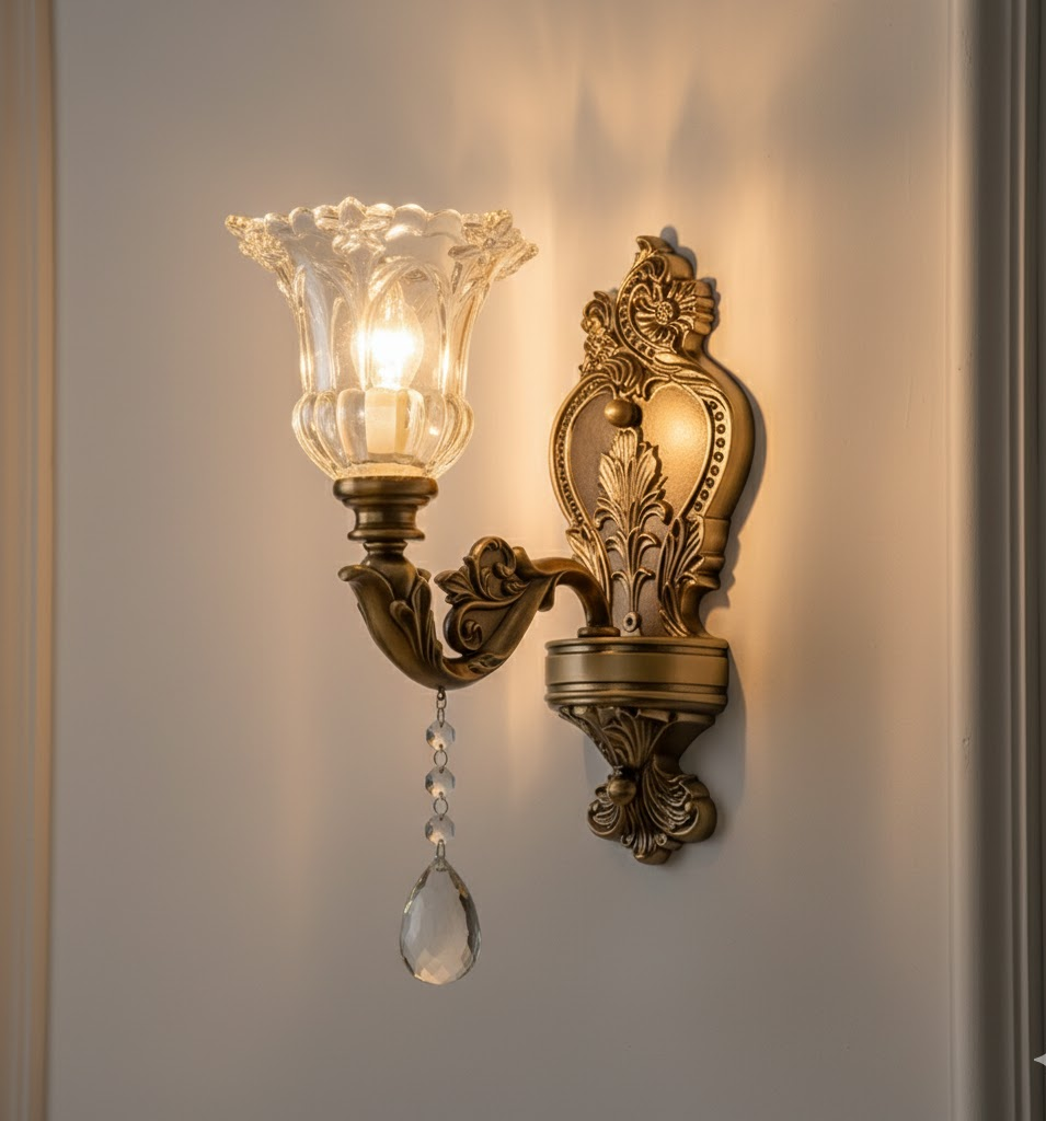 Vintage Wandlamp Goud Glas Dubbele Klassiek Warm Wit Licht Binnenwandlamp E14 Slaapkamer Woonkamer Hal Decoratief Verlichting Muurlamp | Sansoti