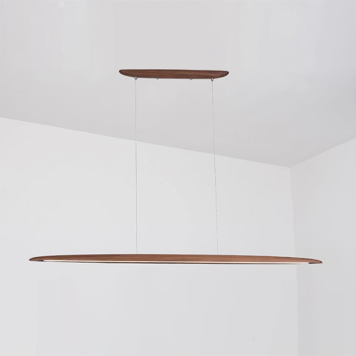 LED hanglamp hout lineair warm wit eettafel woonkamer kantoor minimalistisch Japandi design dimbaar keuken eiland verlichting | Sansoti