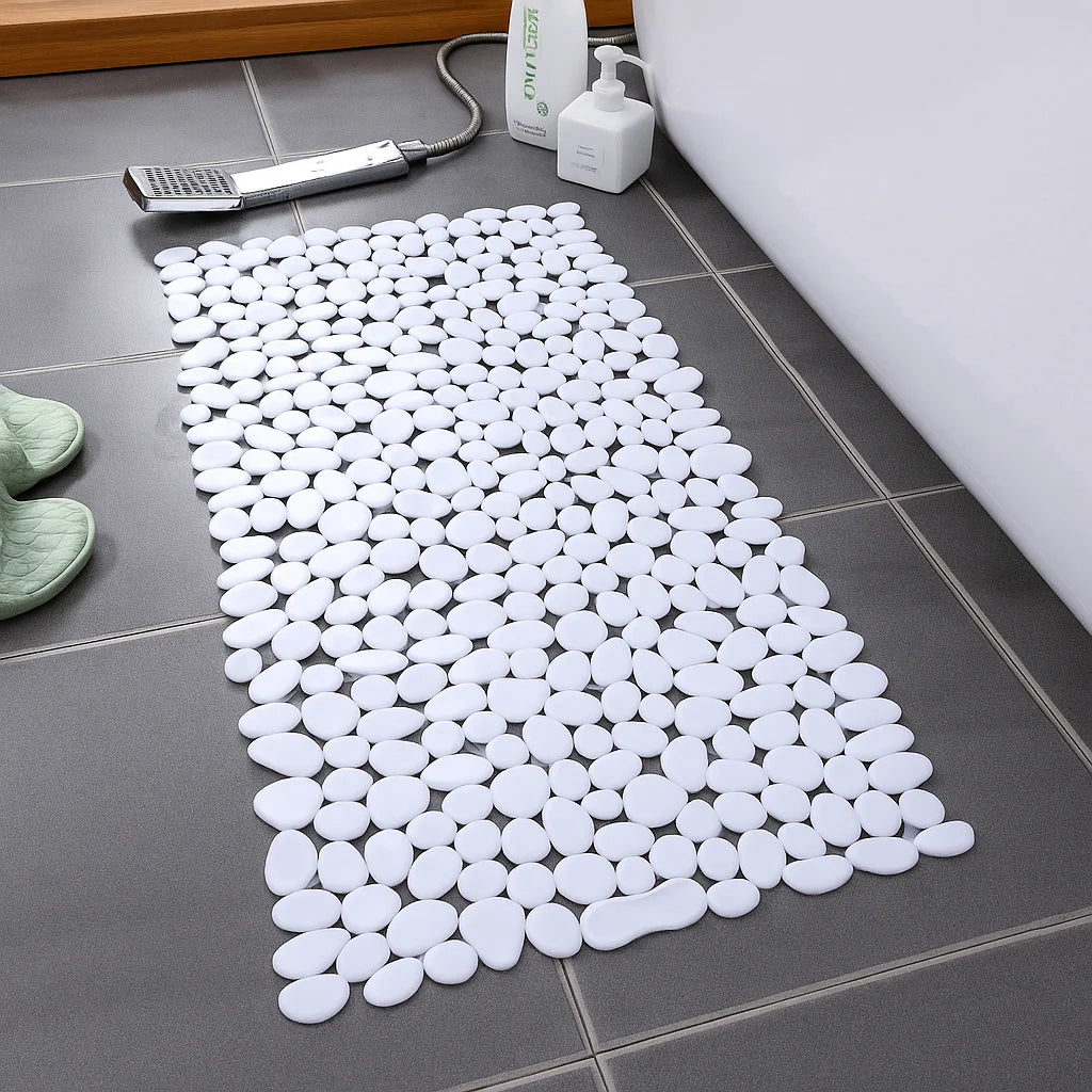 Antislip Badmat met Natuurlijk Kiezelsteendesign – Massage Effect – Wit Grijs Zwart Bruin Transparant – 70x36cm 88x40cm voor Douche Badkamer Spa Veilig Ontspannend | Sansoti