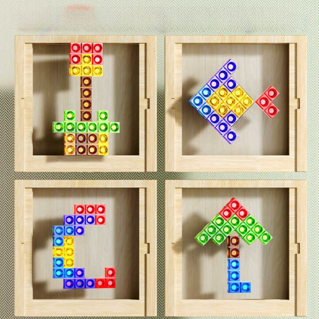 Houten Tetris Legpuzzel | Educatief Puzzelspel voor het Hele Gezin | Duurzaam Hout met Kleurrijke Blokken | Sansoti
