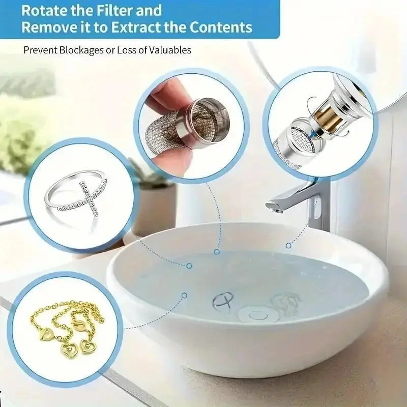 Pop-up Afvoerstop Messing Rubber 26-32mm Haarfilter Wastafel Bad Badkamer Drukknop Verstoppingpreventie Universeel Zonder Gereedschap | Sansoti