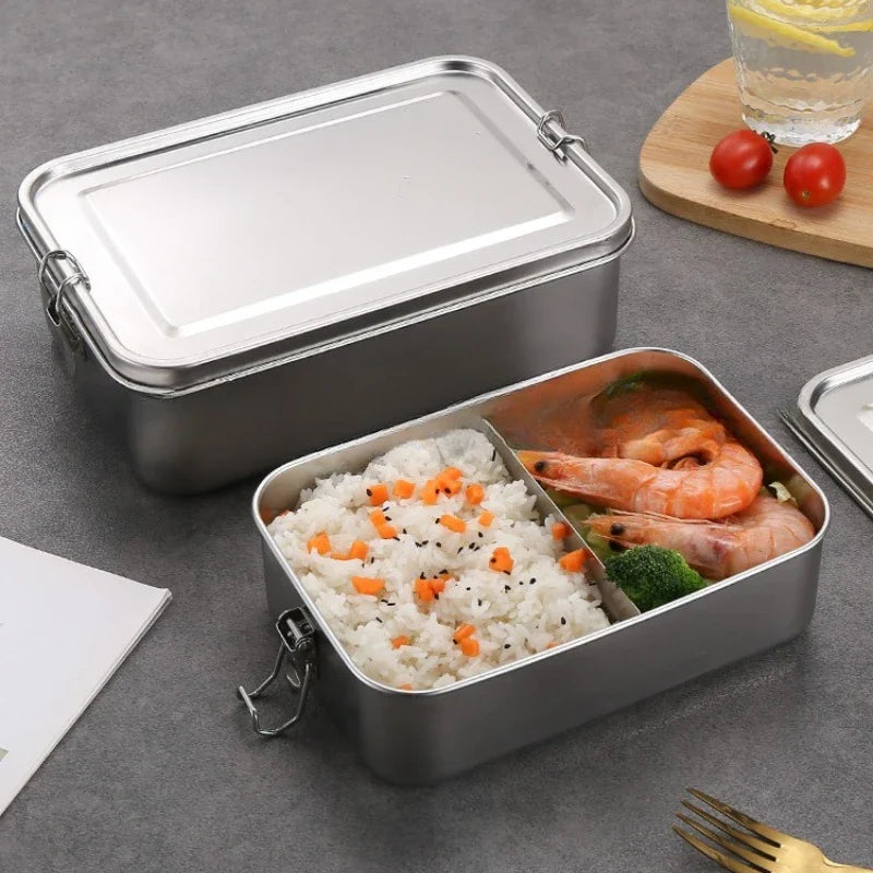 Roestvrijstalen Lunchboxen Set Duurzame Voedselopslag 3-Delig Vakjessysteem voor Lunch Onderweg | Sansoti