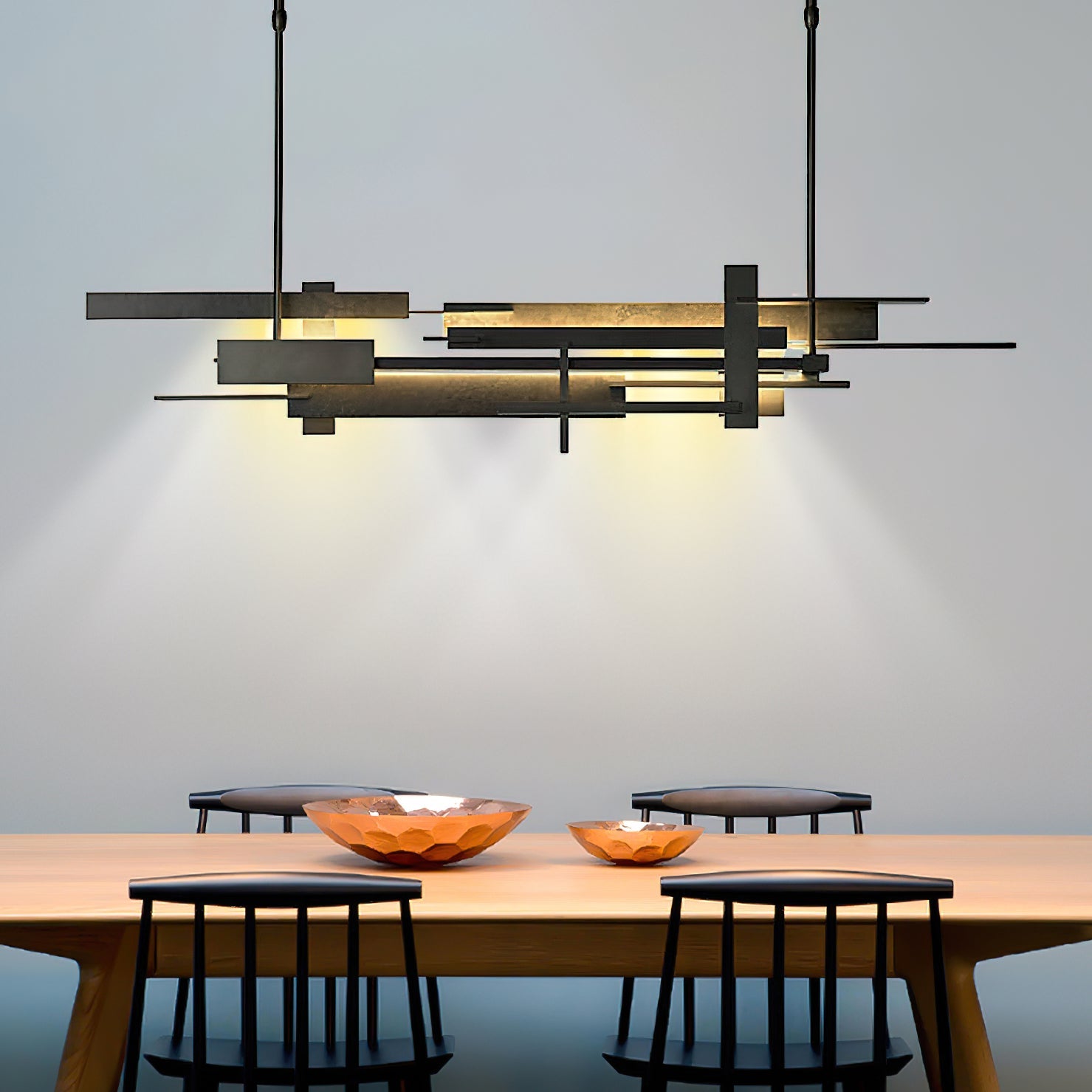 Planaire Hanglamp Zwart Metaal LED Geïntegreerd Modern Abstract Design Eettafel Verlichting | Sansoti