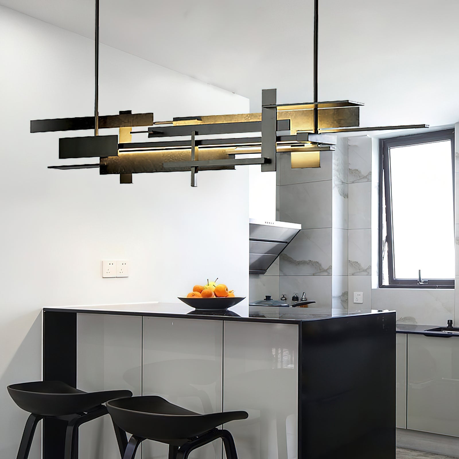 Planaire Hanglamp Zwart Metaal LED Geïntegreerd Modern Abstract Design Eettafel Verlichting | Sansoti