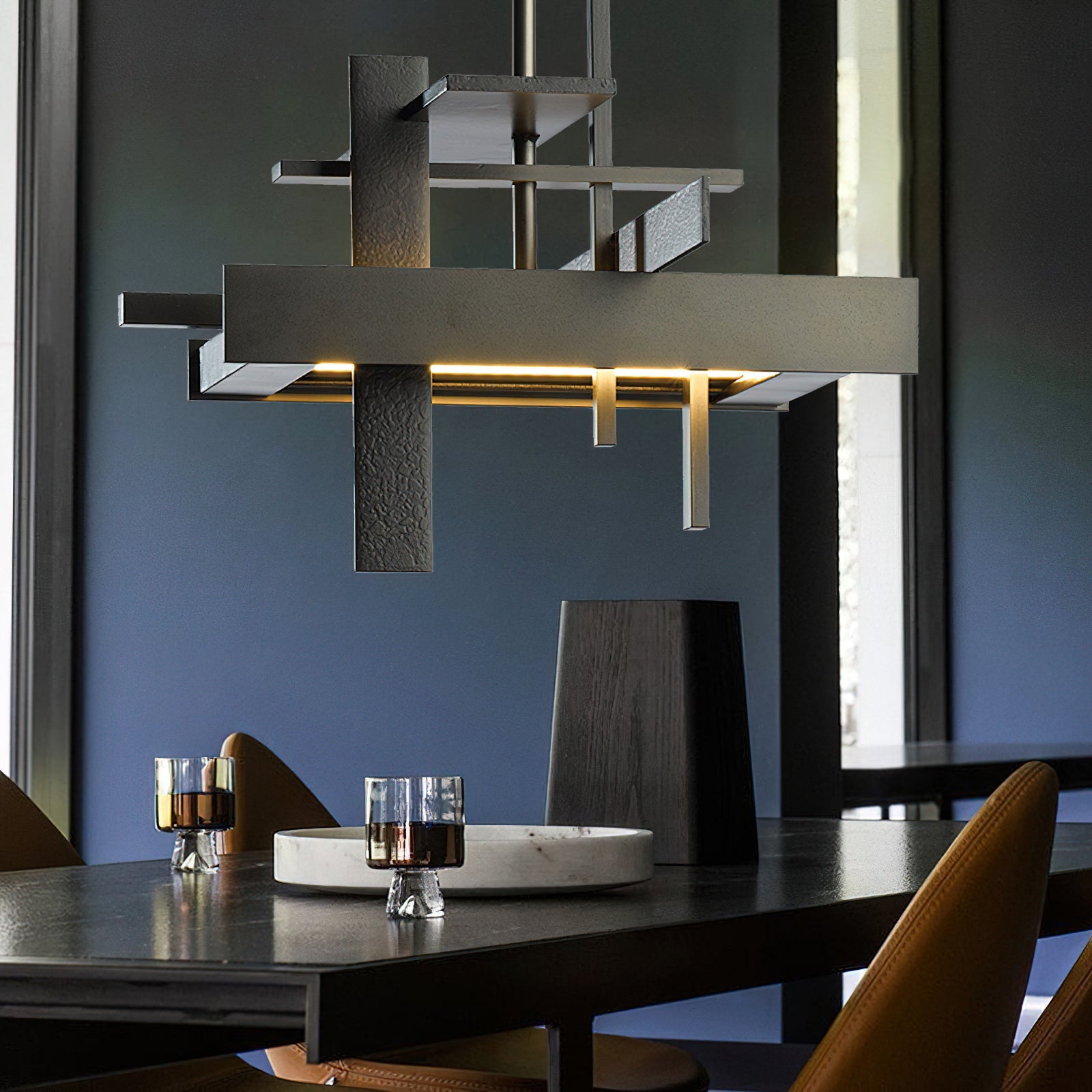 Planaire Hanglamp Zwart Metaal LED Geïntegreerd Modern Abstract Design Eettafel Verlichting | Sansoti