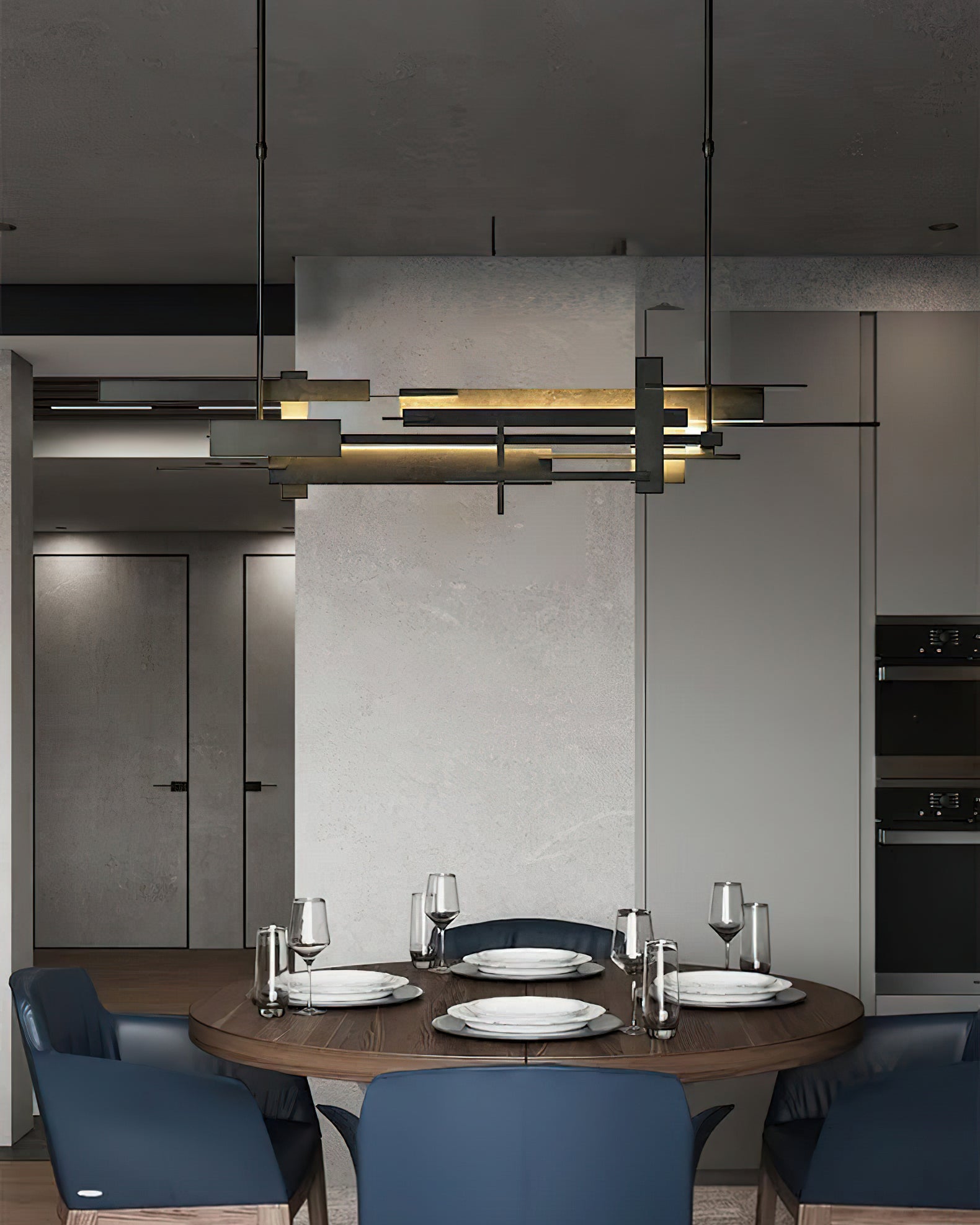 Planaire Hanglamp Zwart Metaal LED Geïntegreerd Modern Abstract Design Eettafel Verlichting | Sansoti