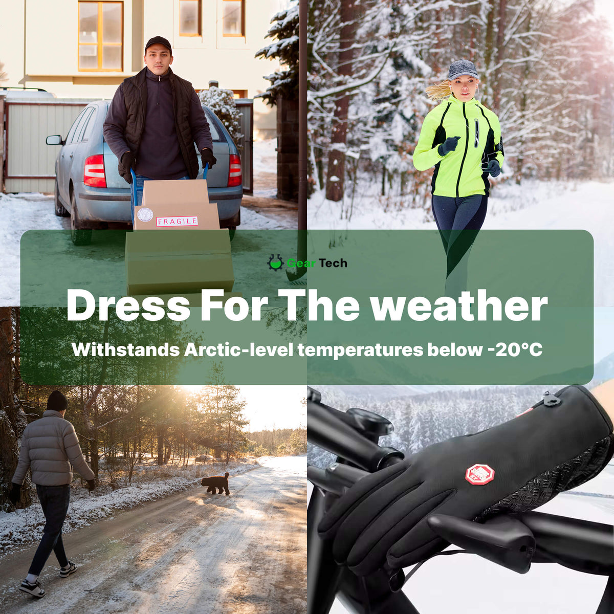 Thermische Winterhandschuhe mit Touchscreen-Funktion, winddicht, rutschfestem Grip und wasserdicht für Outdoor-Aktivitäten, Schwarz | Sansoti