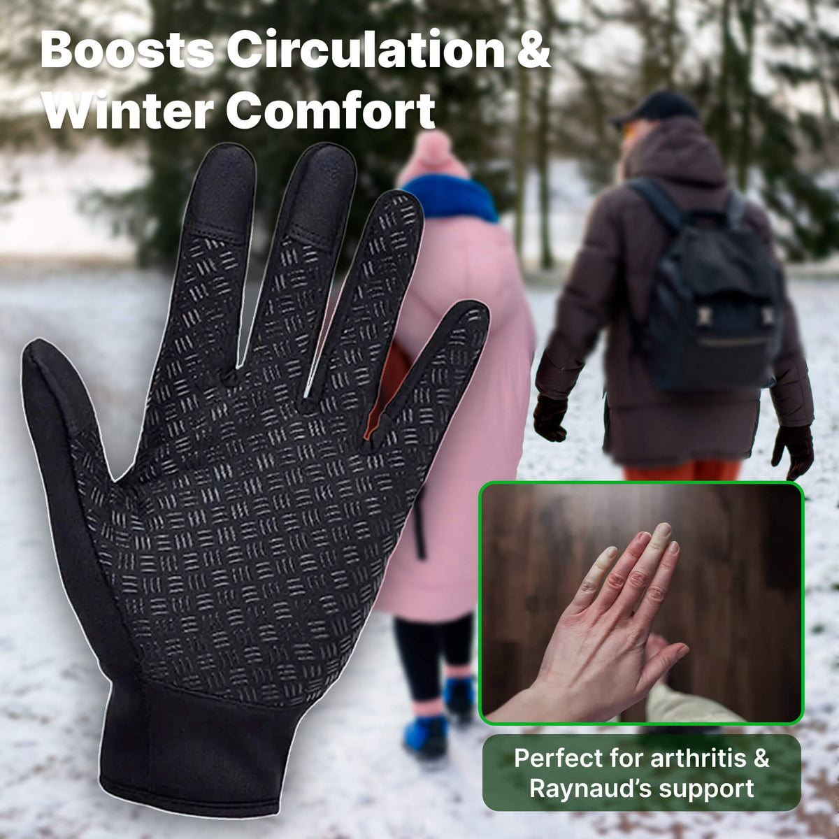 Thermische Winterhandschuhe mit Touchscreen-Funktion, winddicht, rutschfestem Grip und wasserdicht für Outdoor-Aktivitäten, Schwarz | Sansoti