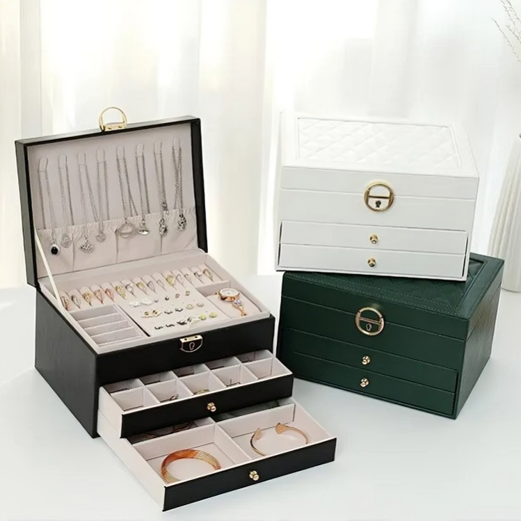 Jewelry Box Layered System for Rings Necklaces Earrings Watches Organizer Luxury Jewelry Storage Box | Sansoti