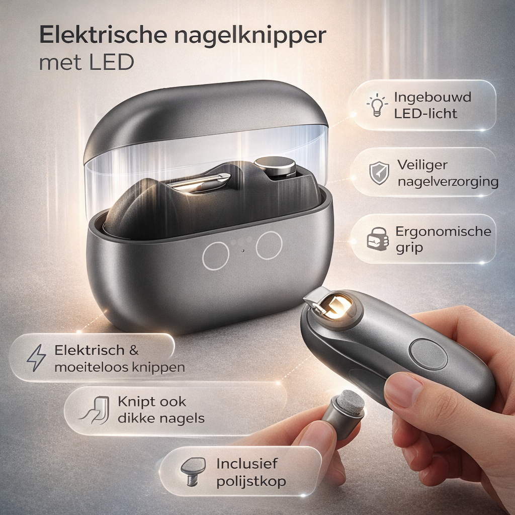 Elektrische Nagelknipper met LED-Verlichting – Ergonomisch Ontwerp voor Veilige Nagelverzorging | Sansoti
