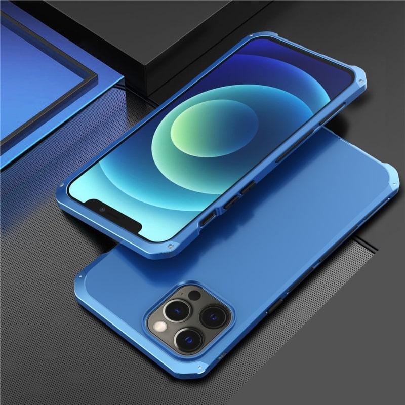 Metallische Panzerhülle für iPhone 14, 15 und 16 Pro Max, sturzsicher, mit Kameraschutz, fingerabdruckresistent und stoßfest | Sansoti