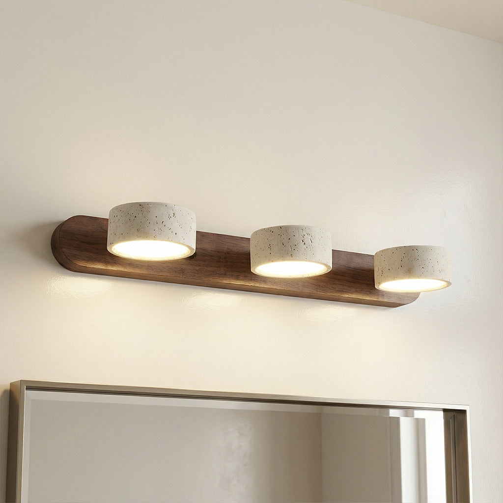 Verstelbare Wandlamp Travertijn & Hout – 2/3/4 Lichtpunten Warm Licht Sconce | Sansoti