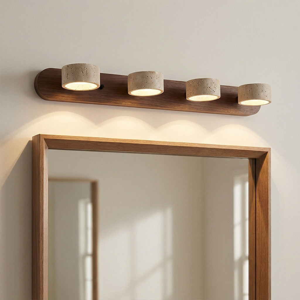 Verstelbare Wandlamp Travertijn & Hout – 2/3/4 Lichtpunten Warm Licht Sconce | Sansoti