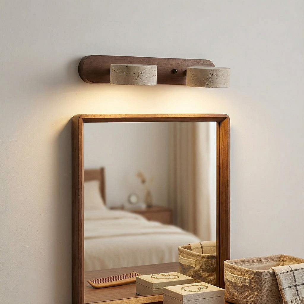 Verstelbare Wandlamp Travertijn & Hout – 2/3/4 Lichtpunten Warm Licht Sconce | Sansoti