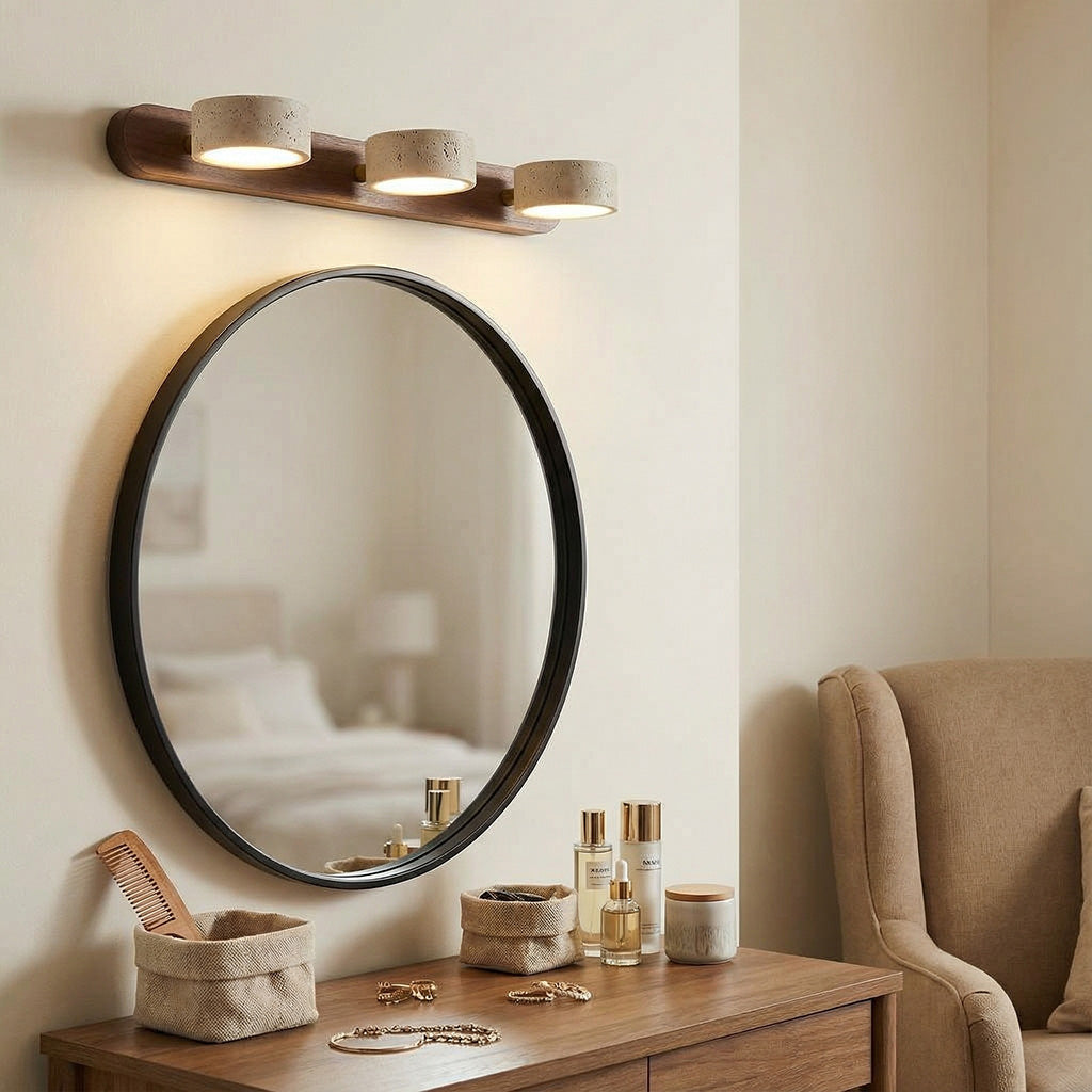 Verstelbare Wandlamp Travertijn & Hout – 2/3/4 Lichtpunten Warm Licht Sconce | Sansoti
