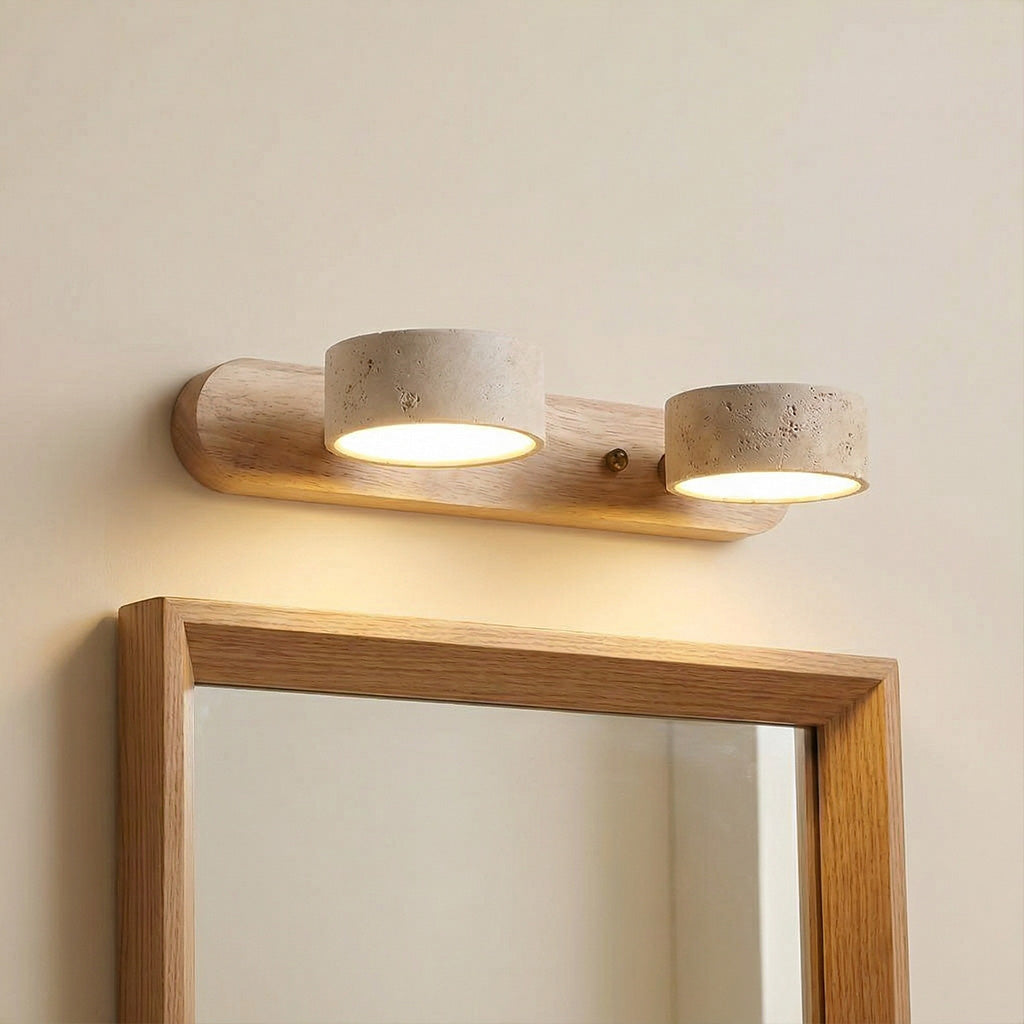 Verstelbare Wandlamp Travertijn & Hout – 2/3/4 Lichtpunten Warm Licht Sconce | Sansoti