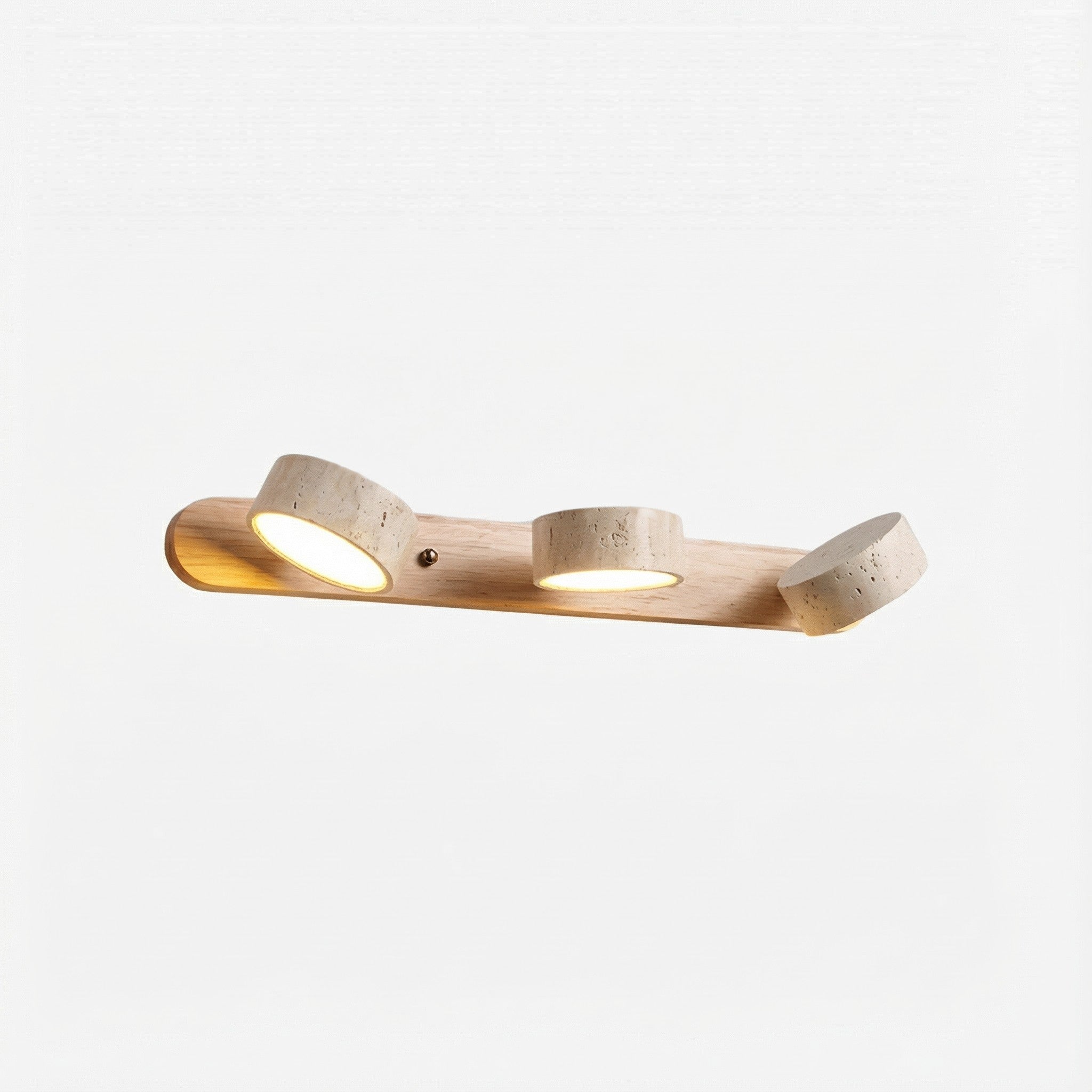 Verstelbare Wandlamp Travertijn & Hout – 2/3/4 Lichtpunten Warm Licht Sconce | Sansoti