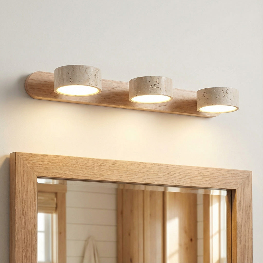 Verstelbare Wandlamp Travertijn & Hout – 2/3/4 Lichtpunten Warm Licht Sconce | Sansoti